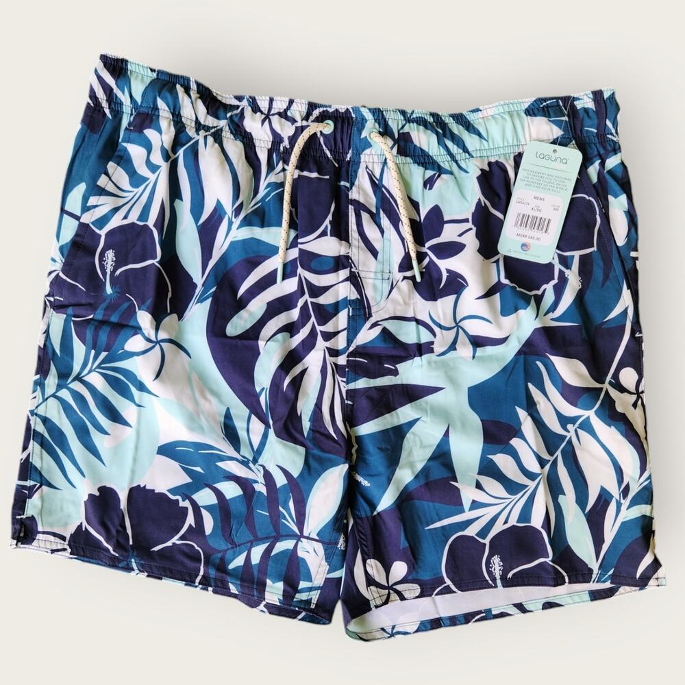 Laguna Swim The Volley Men's Lined Drawstring Swim Trunks Pockets Sz XL NWT